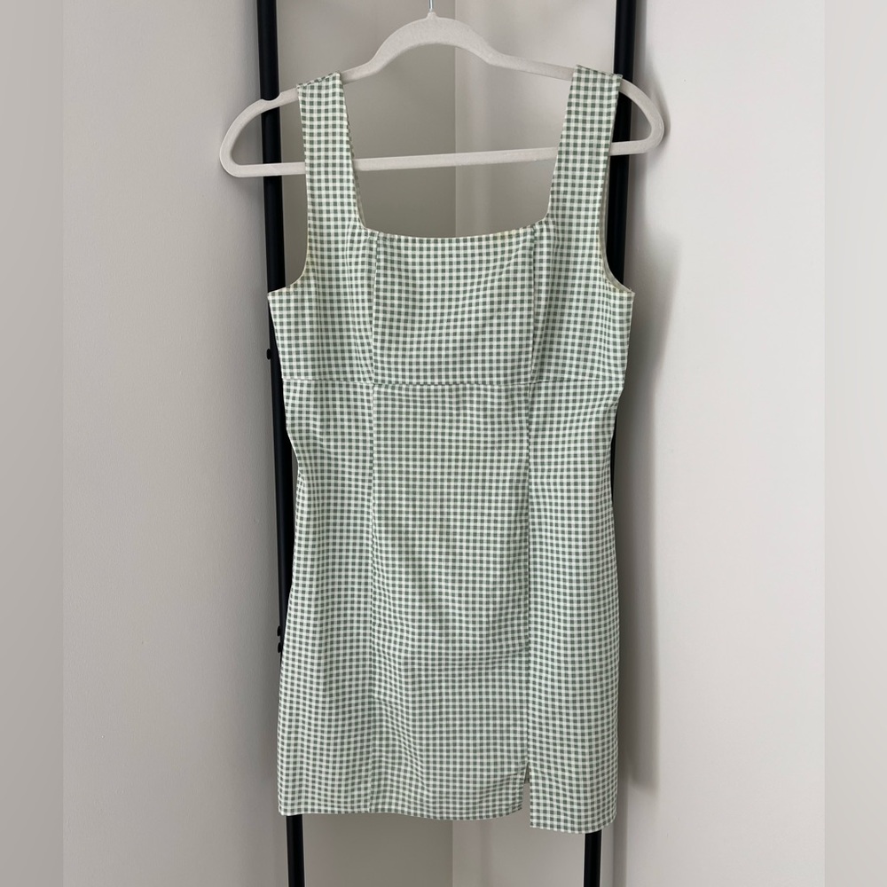 Lulus green and white checkered dress